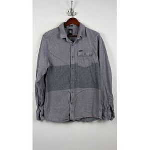 Volcom Mens Slim Fit Colorblock Long Sleeve Button Down Shirt Gray Large